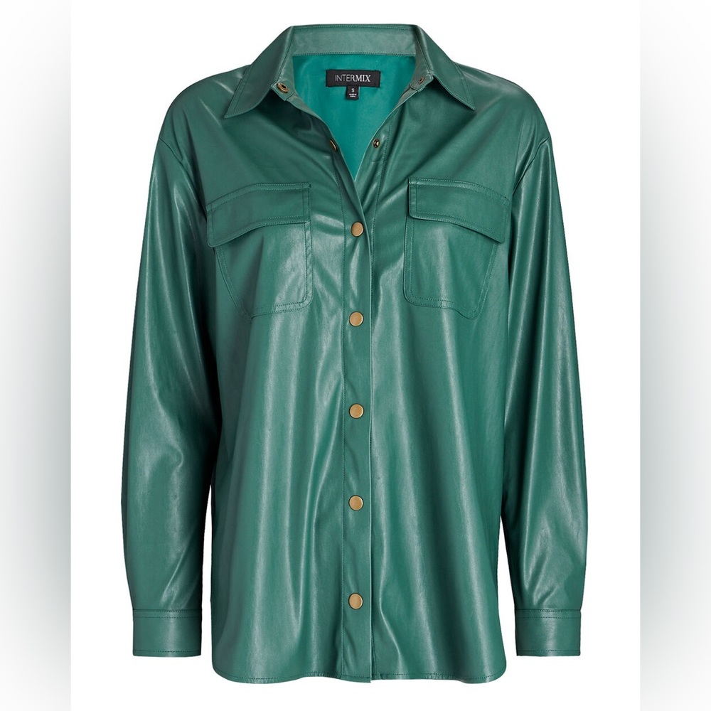 Intermix Joan Faux Leather Shirt